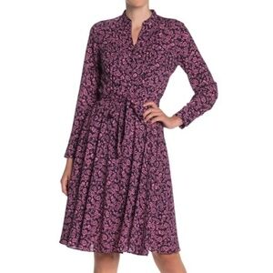 Floral Pintuck Long Sleeve Dress